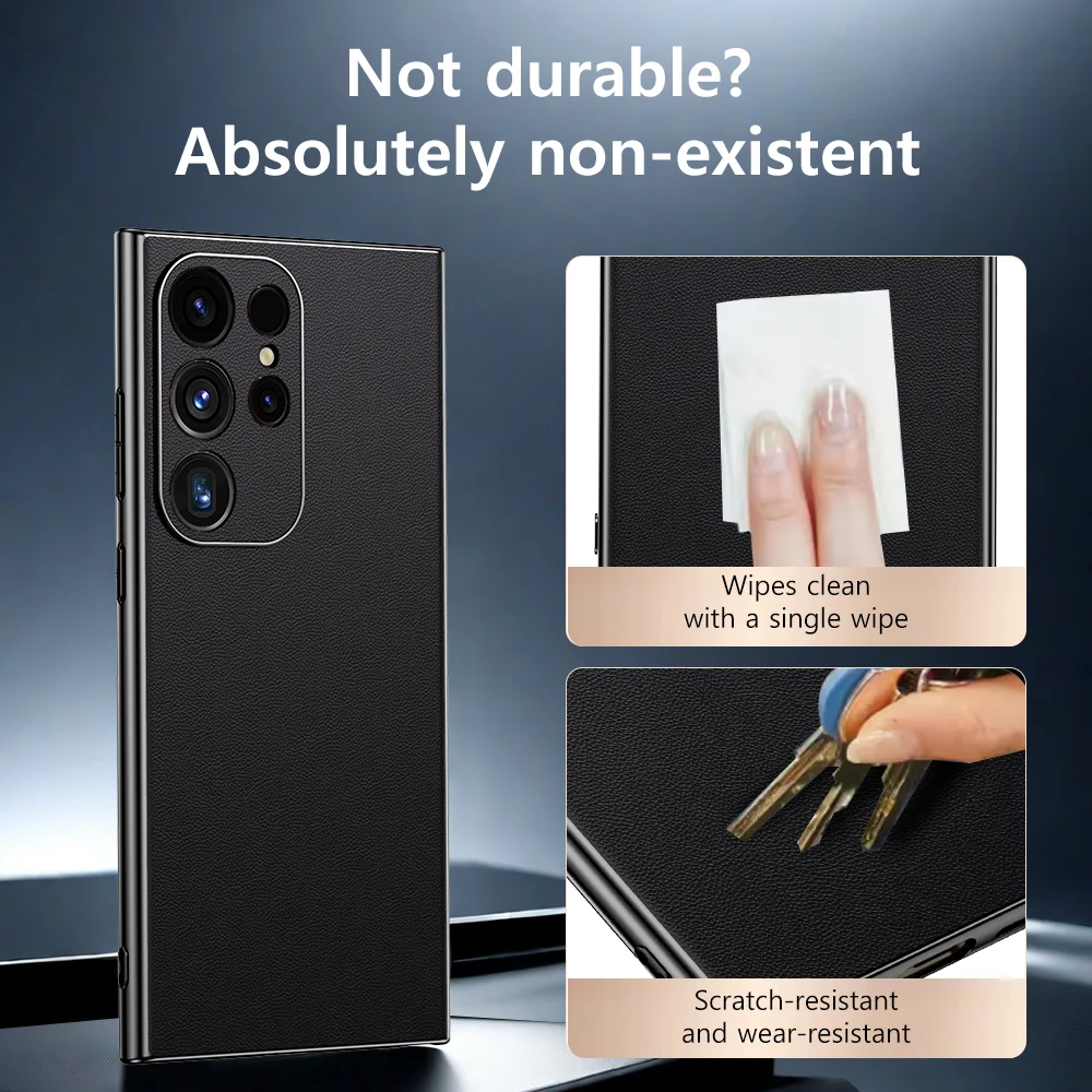 Luxury Leather Phone Case with Soft Plating and 360° Shockproof Full Protection