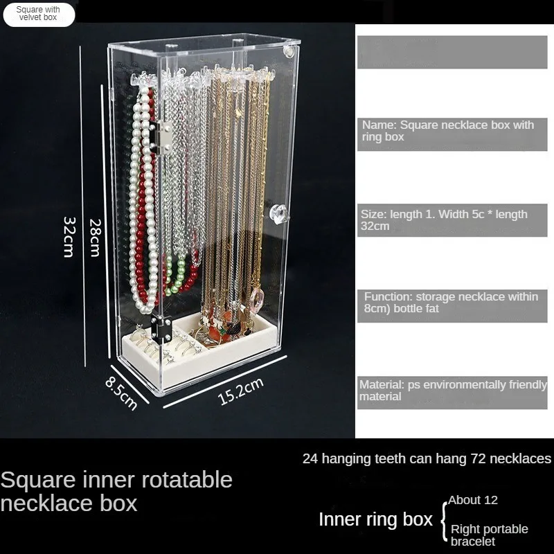 Vertical Rotating Jewelry Box Transparent Acrylic Jewelry Box Organizer for Women Storage Container Holiday Gifts Packing