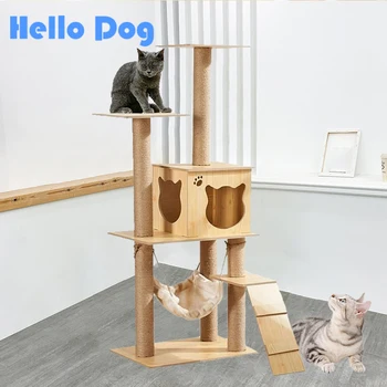 사이잘 로프 고양이 나무 스크래치 장난감 고양이 타워 그라인딩 발 고양이 스크래처 내마모성 고양이 상호 작용 나무 액세서리