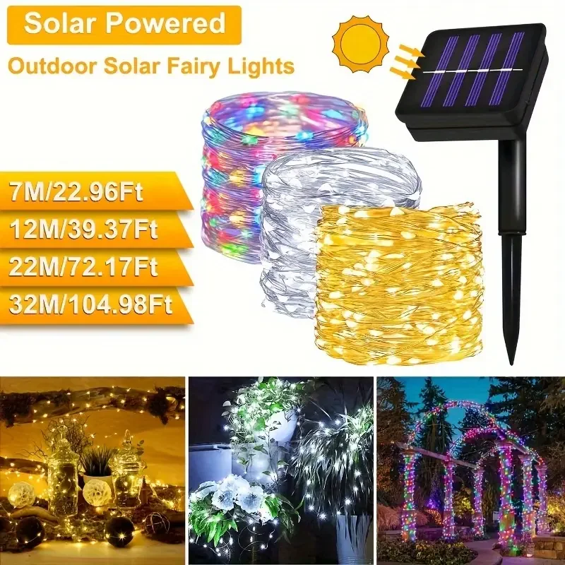 Solar-Powered Waterproof LED Fairy Lights for Outdoor Garden and Christmas Party Decor
