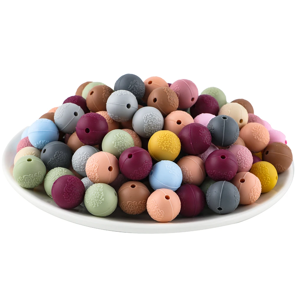 Set of 10 Embossed Silicone Craft Balls - 15mm