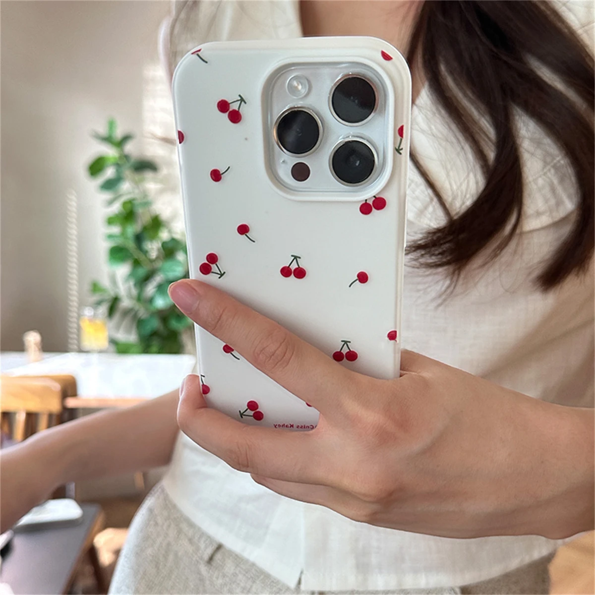 thumbnail image 1 of Funda de teléfono con dibujos de cerezas para iPhone, cubierta suave a prueba de golpes, bonita y elegante, para modelos 16, 15, 14, 13 Pro Max, 11, 12 Mini, XR, XS Max, 7, 8 Plus, SE 3, 1 of 4