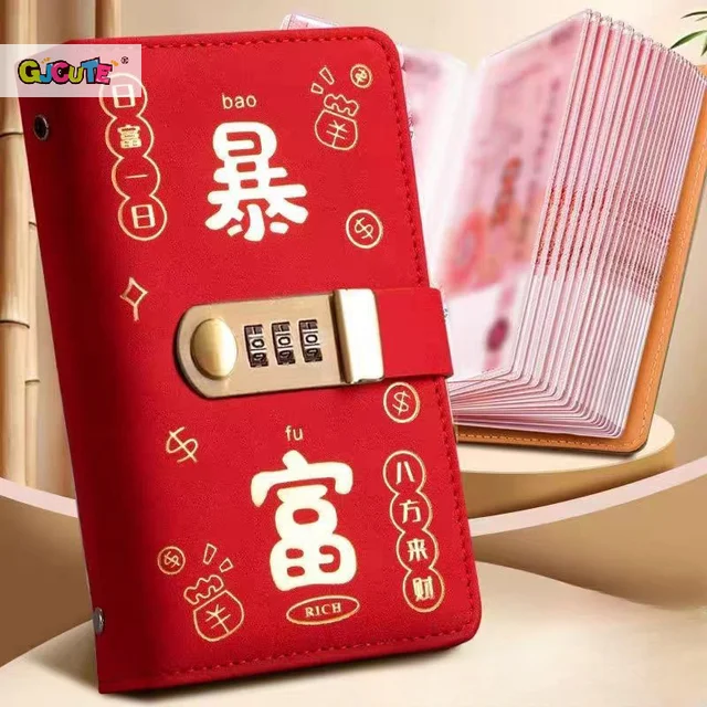 100 Envelopes Money Saving Challeng Binder Reusable Savings Money Challenge Notebook Budget Book PU Sheets With Password Lock 2