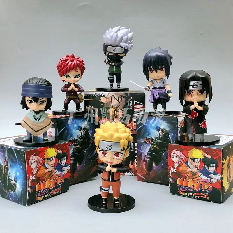 

6pcs Naruto Blind Box Figure Sasuke Naruto Kakashi Anime Model Doll PVC Toys Cake Decorations Mystery Box Christmas Present