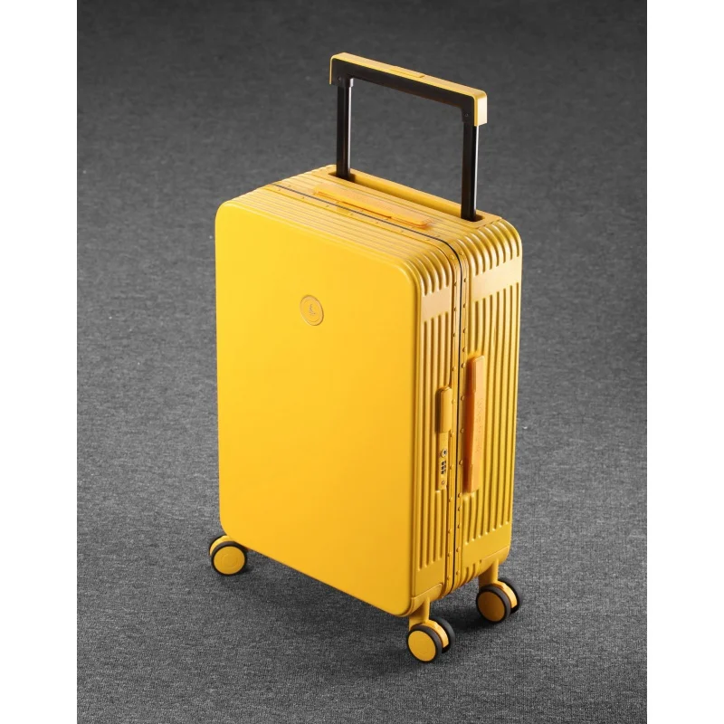 Wide Trolley Aluminum Frame Luggage Student Travel Boarding Suitcase Men and Women Frosted Trolley Cas High Beauty Suitcase