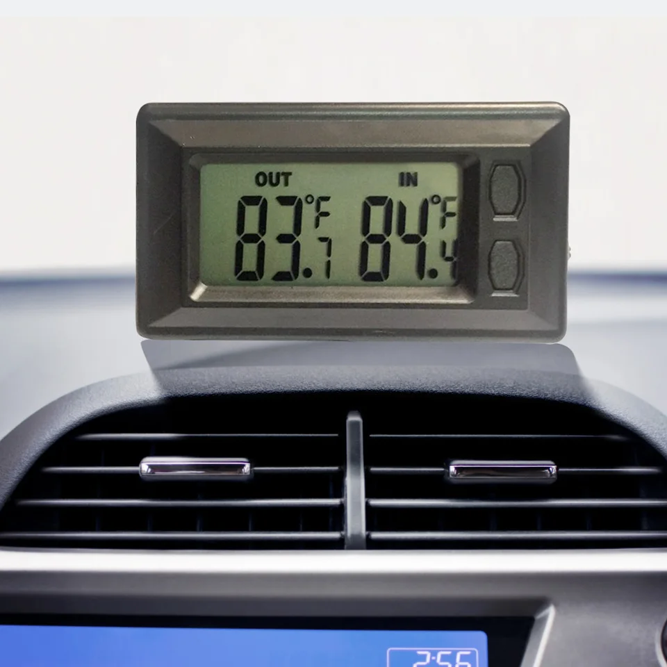 Sveglia Auto Con Termometro E Voltmetro - Display LCD, Temperatura Interna/Esterna, Allarme Gelo, 12/24h