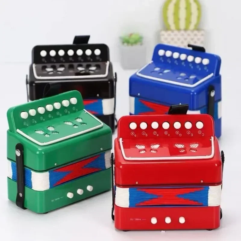 Mini 7-Key Accordion Durable 2 Bass Accordion Educational Musical Instrument Toy for Amateur Beginner Best Gift