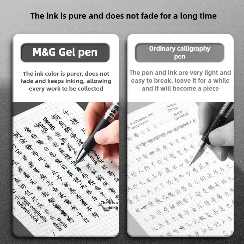 M&g 1.0mm/0.7MM Thick Gel Pen  Black Retractable Bullet Signature Pen Large Capacity K35 Signature Pen for Business Office 5