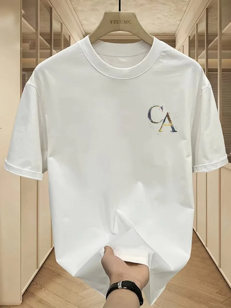 2026 새로운 스타일 반팔 아메리칸 그래피티 스타일 반팔 티셔츠 - 남녀 공용 레터 프린트 라운드넥 면 티셔츠