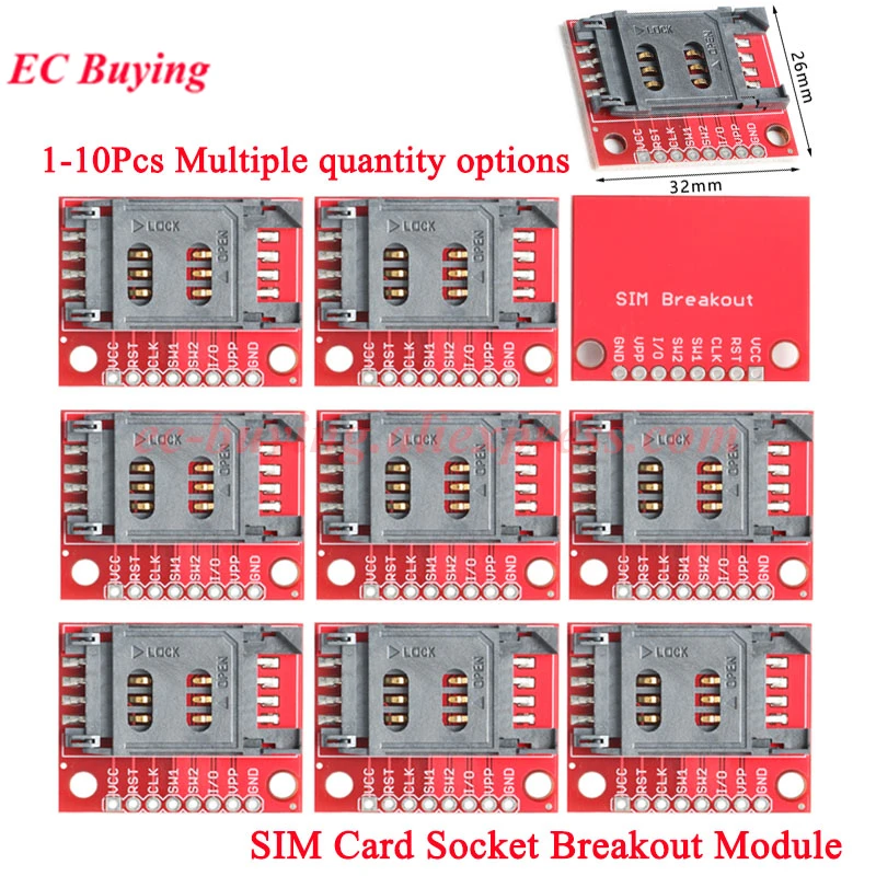 10 Stück/1 Stück SIM-Karten-Sockel Breakout-Halter Adapterplatte Modul mit Pin-Header-Anschluss PCB-Platine