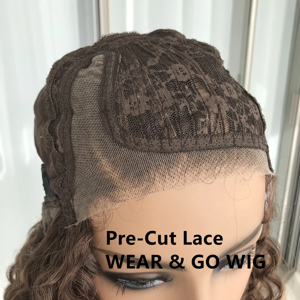 Wear Go Short Curly Lace Wigs Highlight Honey Blonde Deep Curly Synthetic Lace Wigs for Women Pre Cut Wig synthetic wig
