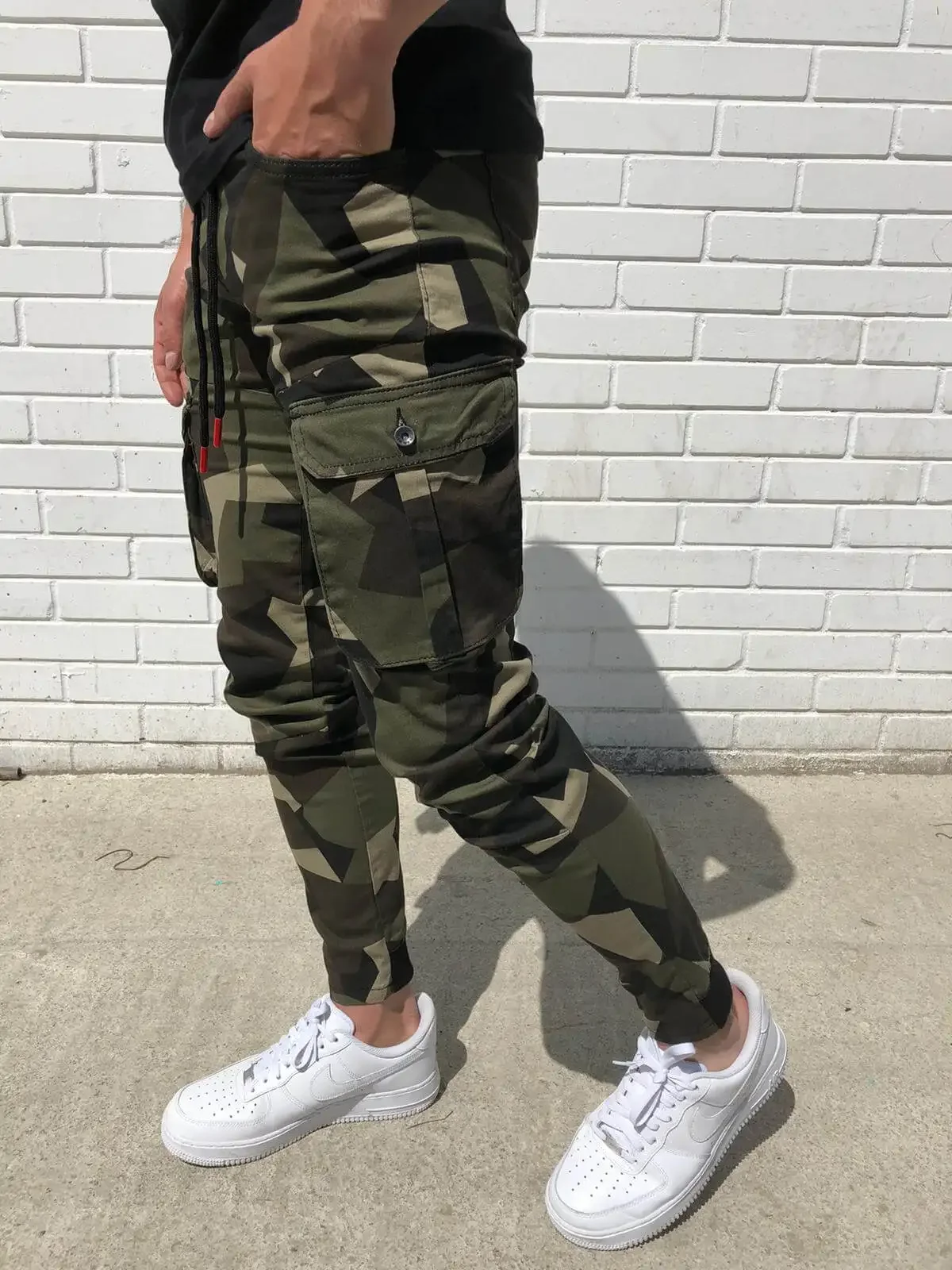 Camouflage Sports Pants Men's Fitness Running Training Trousers Plaid Casual Brothers Maze Patterned Exercise Long Trousers