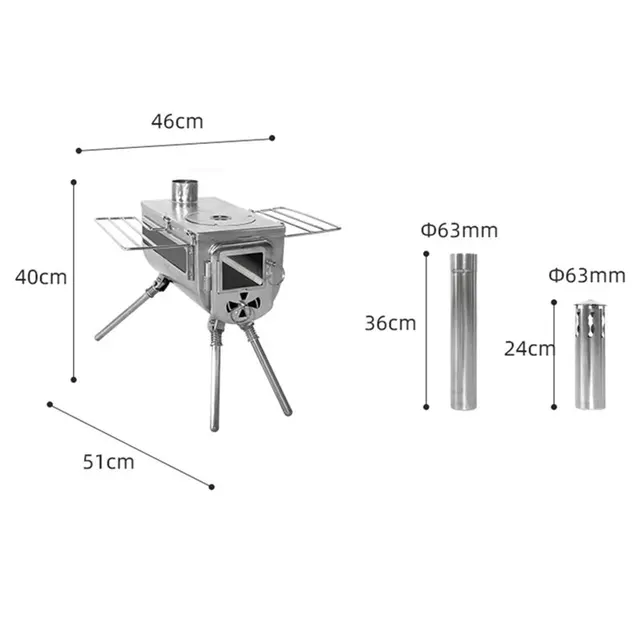 Rozsdamentes Acél Chimeneák Téli Szabadidős Kültéri Udvar Sátor Kályhák Teraszkert Fűtőberendezés Égő Kályha Hordozható - Image 6