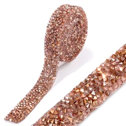 Exquisite Rhinestone Beaded Trim for DIY Fashion Embellishments (Gold rose)