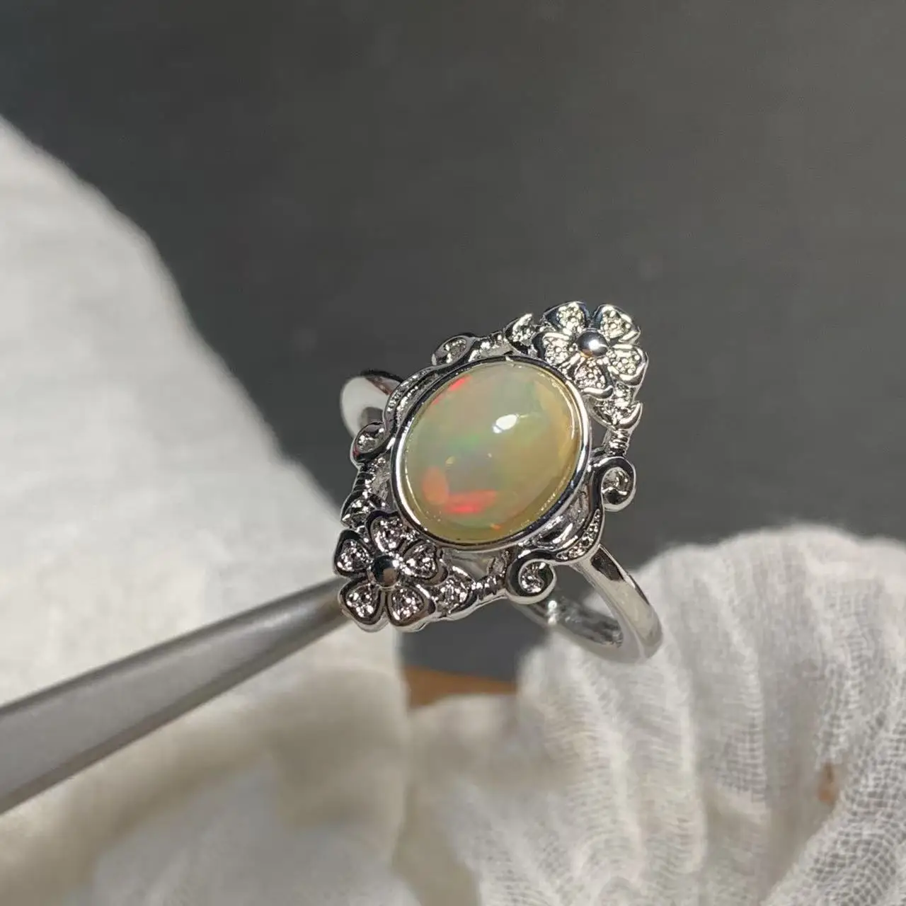 MM Natural Opal Ring Adjustable Female Ring Jewelry for Women Gift Wholesale High Quality Vintage Fine