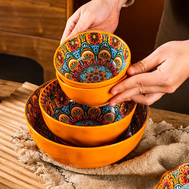 بوهيميا وعاء الأرز السيراميك طبق التقديم الإبداعية...