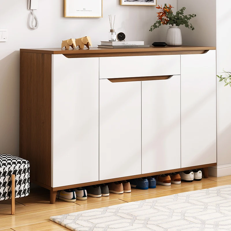 Meuble de rangement à chaussures multifonction blanc, gain de place, placard d'entrée fermé