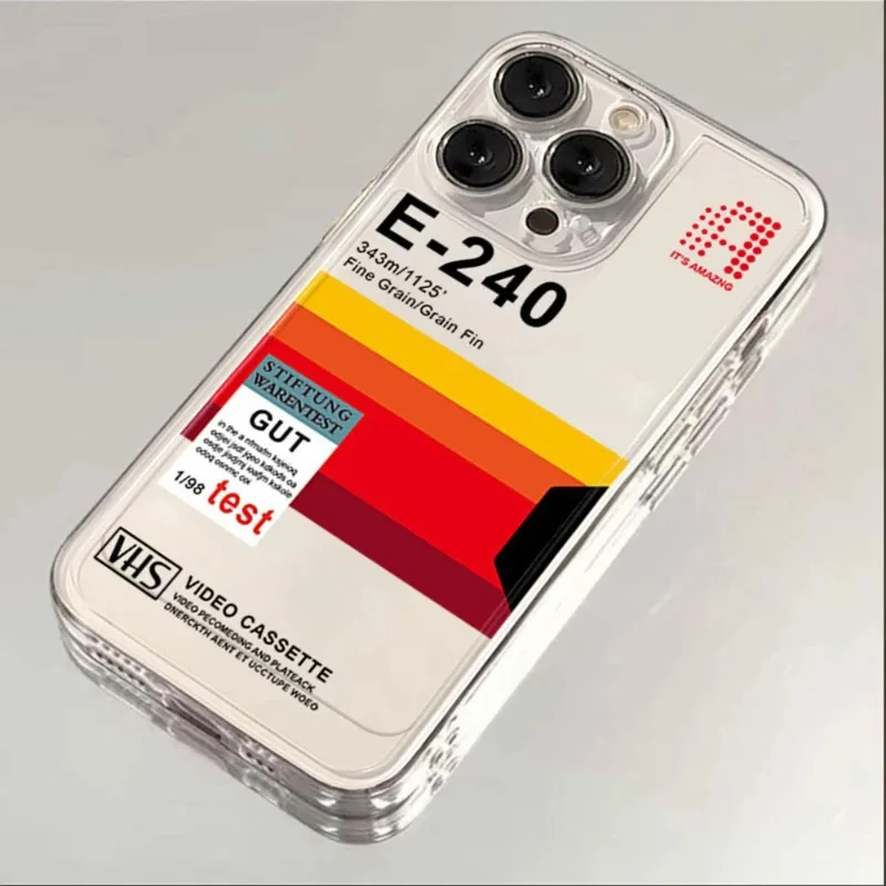 Retro VHS Video Tape Label Handyhülle für iPhone 17 16 15 11 12 14 13 Pro Max Mini X XS XR 7 8 Plus SE4 16e Air Silica Covers