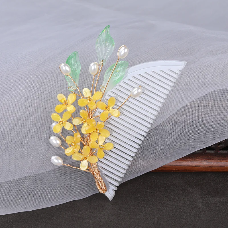 Yellow Osmanthus Fragrans Shape Hair Clip Flowers Decor Christmas Deer Horn Hairpin Girls Hair Jewelry Accessories barrette noel
