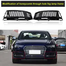 

2Pcs Gloss Black Fog Lamp Cover Honeycomb Fog Light Grille Replacement 8W0807681K 8W0807682K for Audi S4 16-18