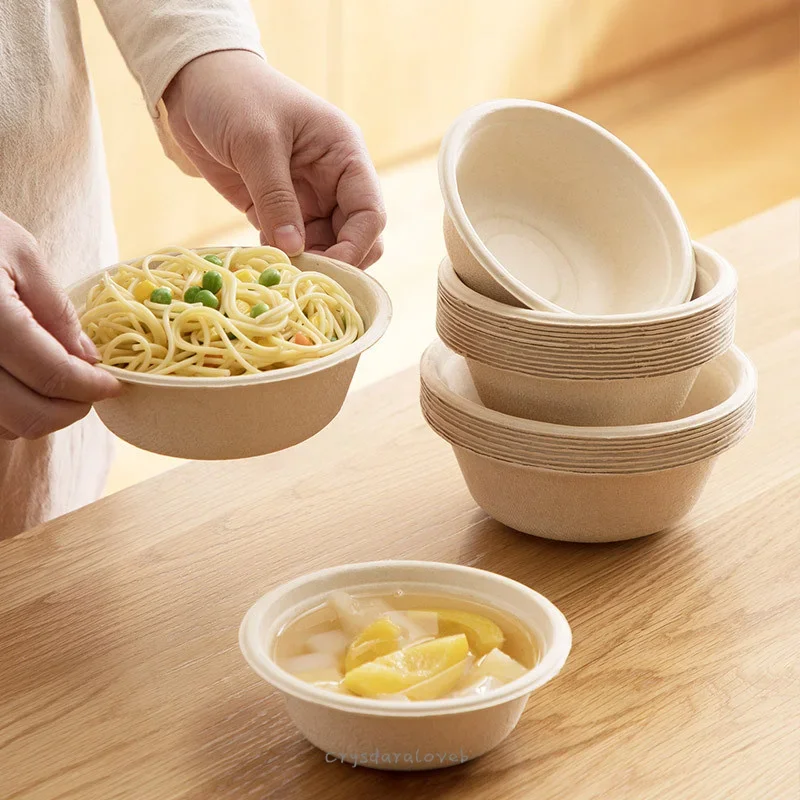 50pcs Disposable Soup Bowls Biodegradable Paper Bowls for hot Soups and Appetizers Household Food Containers