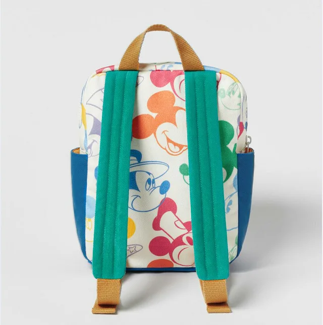 Mickey Mouse Disney Two-shoulder Bags with Zipper Toddler Color Matching Backpacks Brand Design Outgoing Bags Kids Printing Gift
