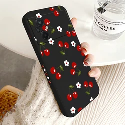 Cherry Blossom Print Matte Silicone TPU Soft Phone Case for Poco C31 (Black - SY1234)