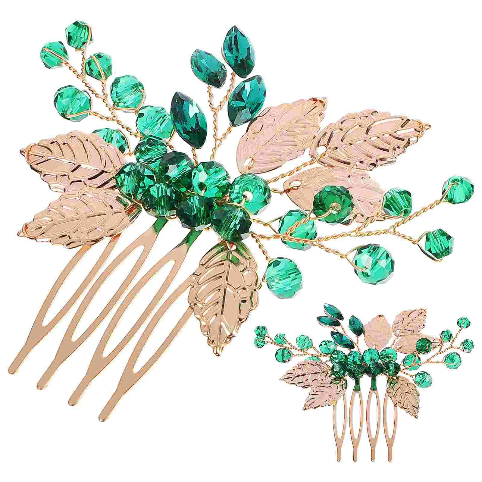 

2 Pcs Alloy Green Decor Comb Hair Headdress for Party Women Bridal Vintage Decor Wedding Girls Jewelry Miss Tiara