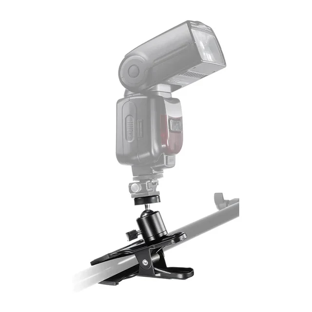 Supporto A Pinza Per Flash E Fotocamera - Testa Sfera Rotante 360° | Con Cuscinetti Antiscivolo In Gomma - Foto 7