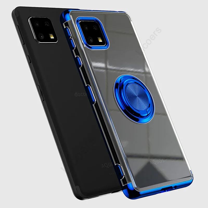 Plating Ring Bracket Soft Silicone Stand Phone Case with Car Holder