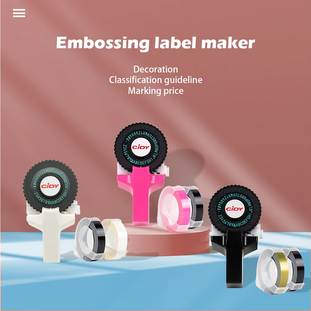 CIDY C101 3D 엠보싱 라벨 메이커 DIY 수동 타자기 Cidy C-101 Dymo 3D 테이프 용 2 롤 9mm 라벨이있는 ..