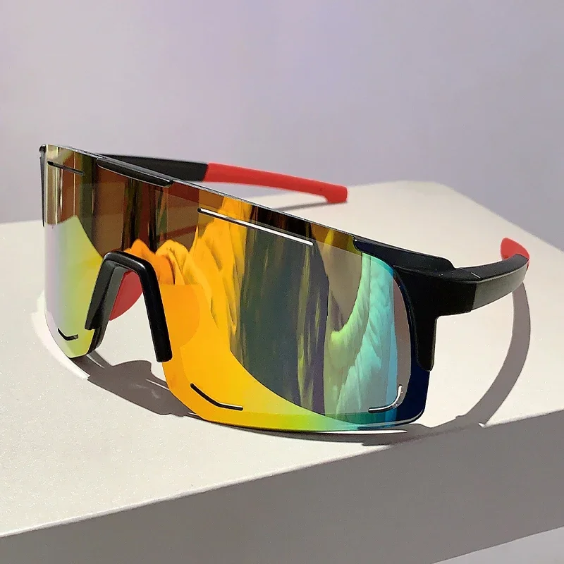 KAMMPT Übergroße Herren-Sportbrille 2024, neue Outdoor-Radspiegel-Sonnenbrille, schlichtes Design, futuristische UV400-Schutzbrille
