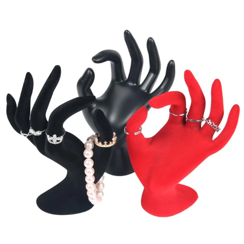

Hand Model Ring Display Holder Flocking Bracelet Organizer Stand Matte Jewelry Storage Lacquer Jewelry Packaging & Display