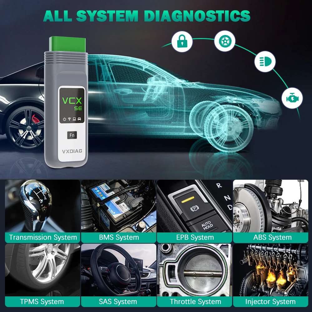VXDIAG VCX SE Pro 3 in 1 VX308 Scanner Diagnostico OBD2 per Auto, Strumento per VW GM Toyota Honda JLR Ford Mazda, Codifica e Programmazione ECU - immagine 2