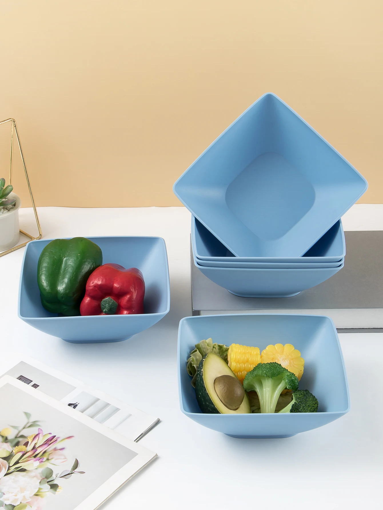 reusable Large size plastic square bowl 5