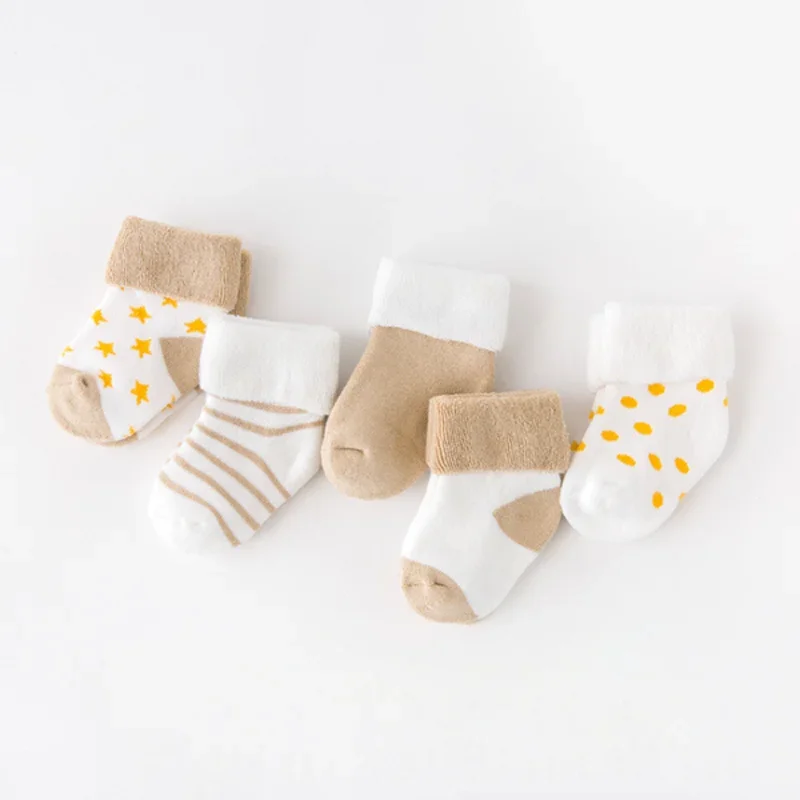 5Pair/lot New boy and girl baby socks thick newborn autumn and winter warm foot sock baby socks