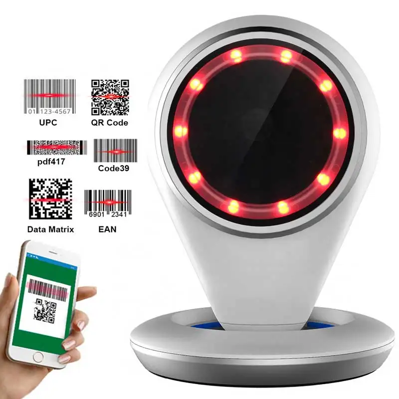 

Desktop Barcode Scanner 1D 2D Handfree Omnidirectional Hight Performance Auto-sensing QR Code Reader for Supermarket