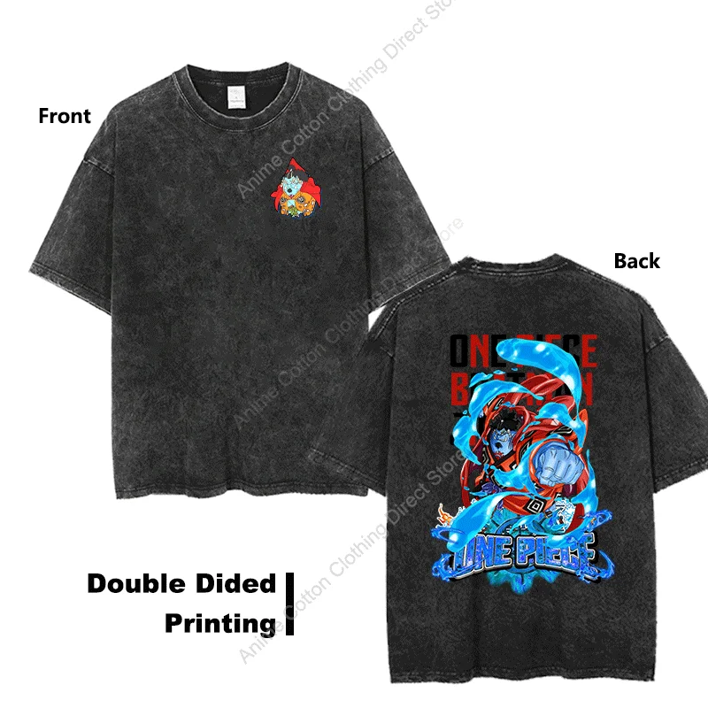 

Двухсторонняя Футболка с принтом Аниме One Piece Jinbe графическая футболка Y2k Harajuku Уличная Повседневная футболка унисекс оверсайз Ретро хлопок