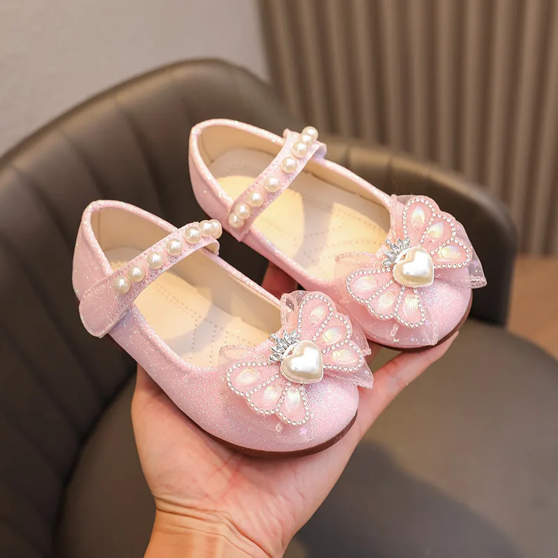 

Girls Leather Shoes for Party Wedding Children Mary Janes Princess Shoes with Bow-knot Fashion Kids Performance Dress Shoes 2024