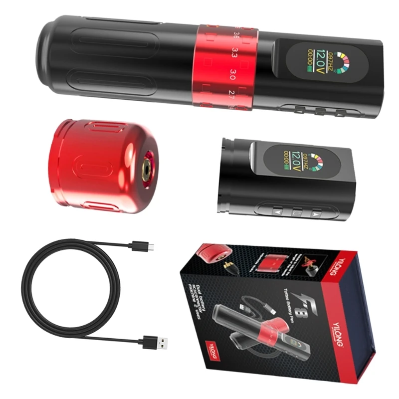 

Беспроводная машина для татуировки Роторная машина для татуировки Ручка с двойной батареей 1500 мАч Цифровой светодиодный Блок