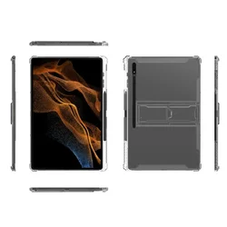 Shockproof TPU Tablet Cover with Pencil Holder and Kickstand for S9 Ultra 14.6 inch (Clear)