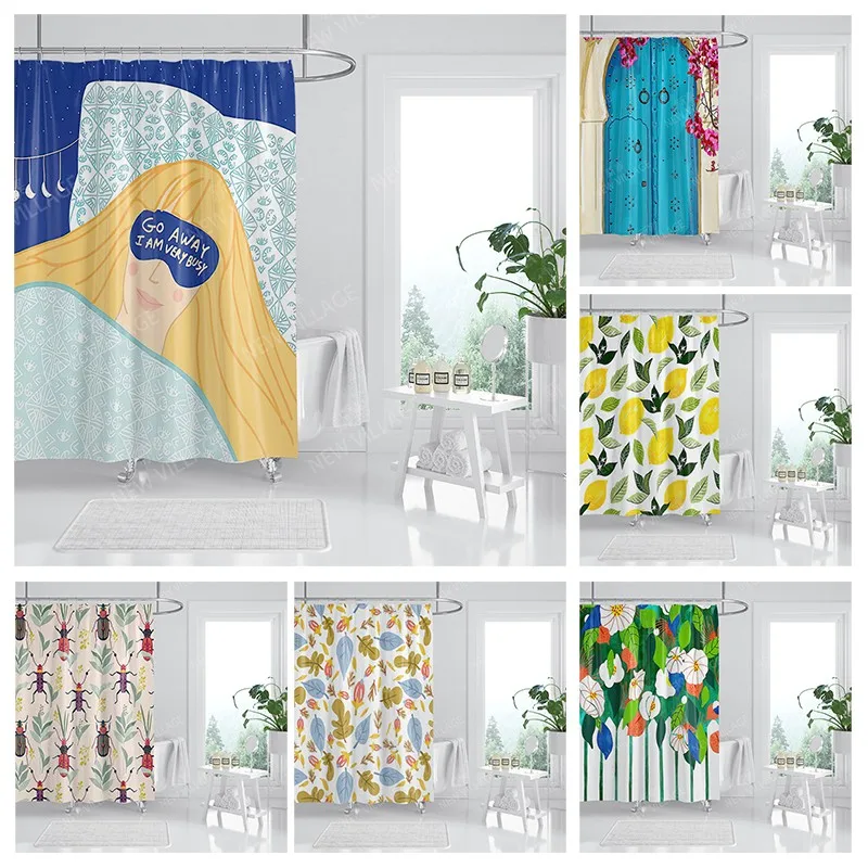 

Waterproof fabric shower curtains Bathroom curtain accessories Bath curtain for shower 180x200cm 240*200 anime boho decoration