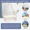 Hammock Chair Hanging Swing with Cushion,Hanging Cotton Ropes, Metal Frame, 450 lbs Capacity Indoor Outdoor, Patio Swings 6