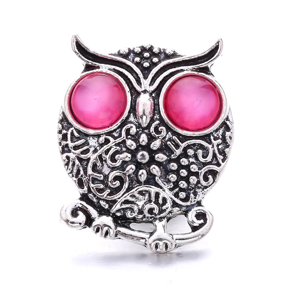 20pcs  Vintage Metal Owl 18mm Snap Buttons Fit DIY Snaps Bracelet Necklace Jewelry