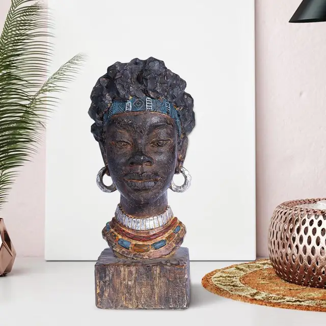 Resin figurines accent hotel hallway tribal lady african statue sculpture