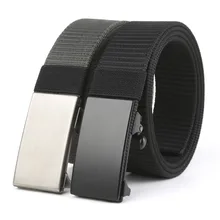 

New Nylon Belt For Men Women Zinc Alloy Automatic Buckle Canvas Belts Casual Quick Release Nonporous Tactical Solid Color Belt
