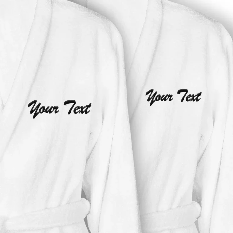 Personalized Bathrobe 1 Piece Terry Cotton Unisex Robe Monogrammed Bathrobe Mrs Mr Couple Batchrobes Matching Wedding