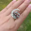 witch Handmade Dainty Vintage nature magic moon skull mushroom ring 2
