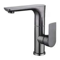 ก๊อกน้ําสแตนเลสร้อนและเย็น dual-ใช้ห้องน้ําอ่างล้างจานก๊อกน้ํา gunmetal สีเทา 360 องศาหมุนห้องน้ําก๊อกน้ําตู้ 5