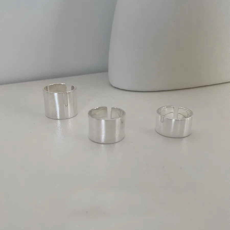 925 Sterling Silver Rings For Women Girl Female Open Minimalist Retro Wide Ring Creative Anillos Bague Fine Jewelry silver rings silver ring